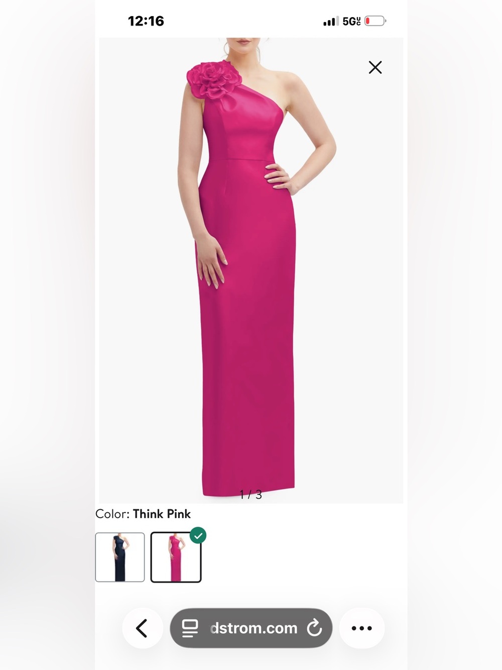 Flower One-Shoulder Column Gown alfred sung size 6